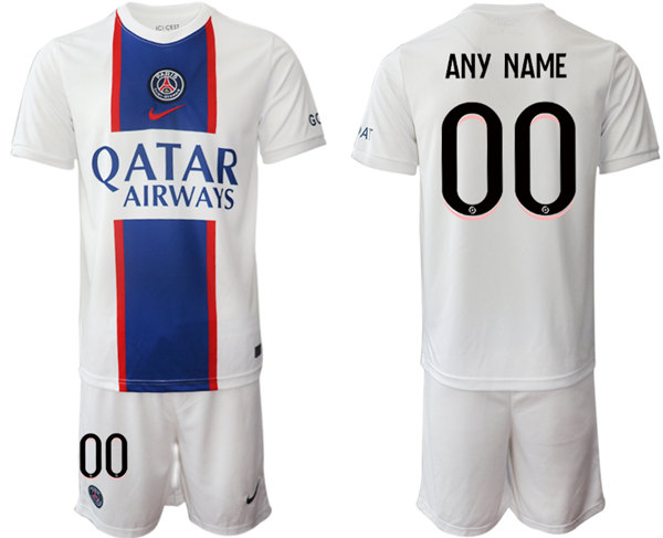 Men's Paris Saint-Germain Custom 2023 White Soccer Jersey Suit